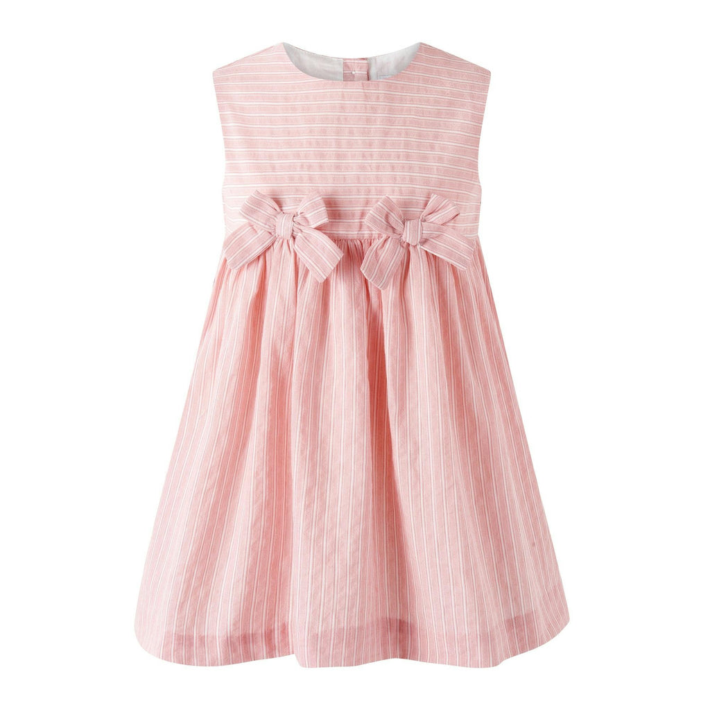 Girls' pink striped sleeveless dress