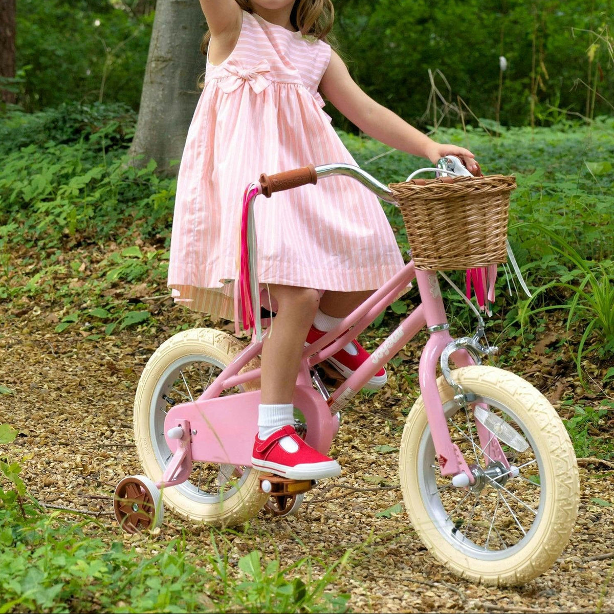 Girls' pink striped sleeveless dress