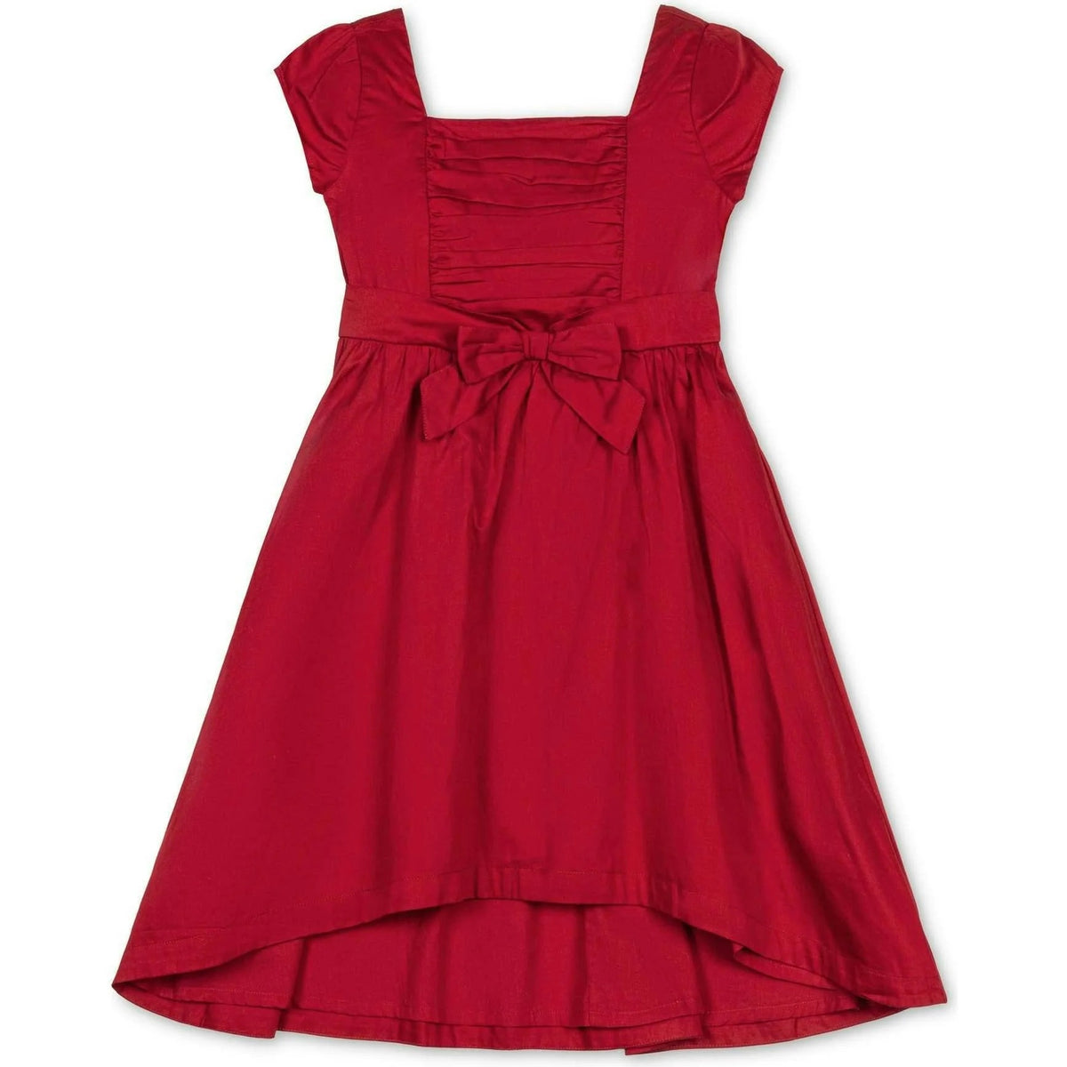 Girls' red ruffled shoulder A line dress