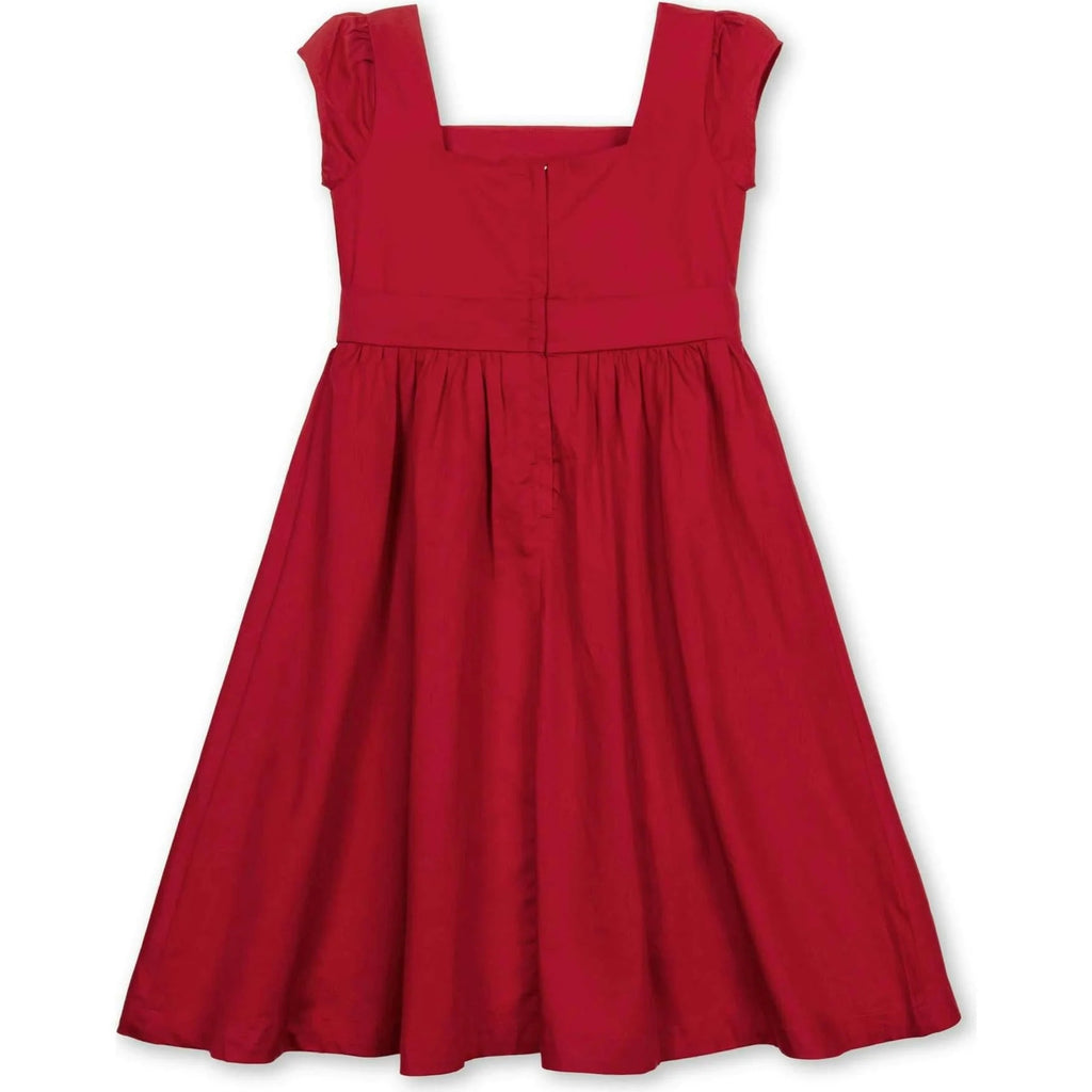 Girls' red ruffled shoulder A line dress