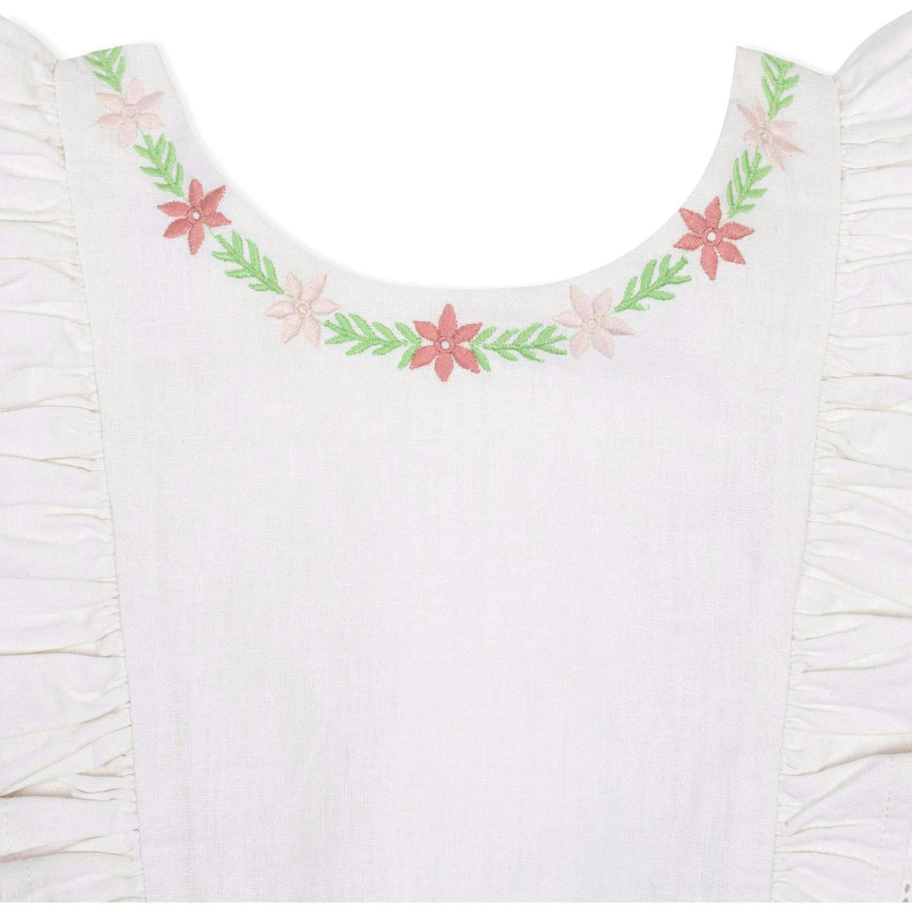 Girls' sleeveless floral embroidered tutu dress