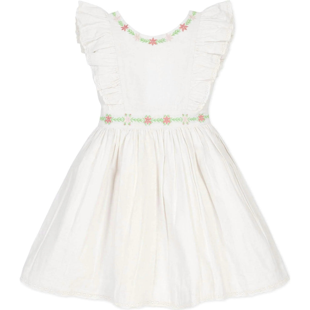 Girls' sleeveless floral embroidered tutu dress