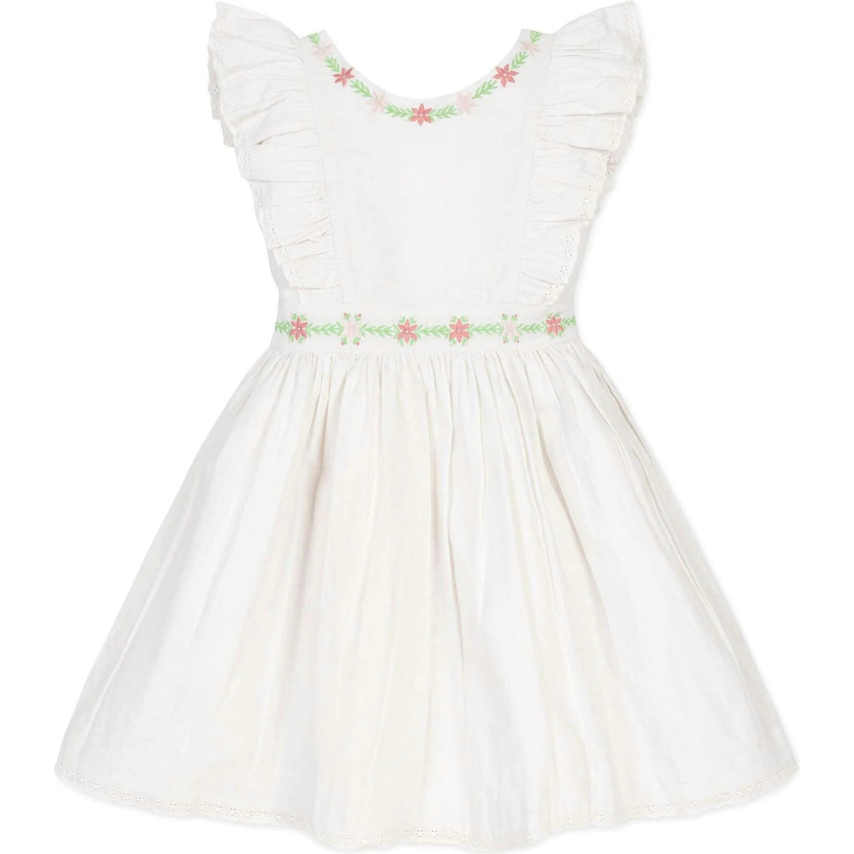 Girls' sleeveless floral embroidered tutu dress