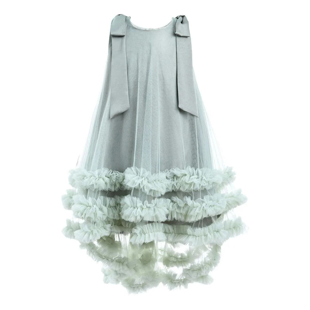 Girls' sleeveless tiered tulle maxi dress
