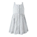 Girls' striped button front midi dress wide shoulder straps